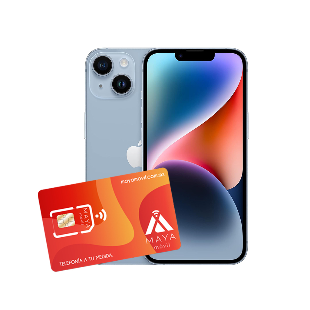 iPhone 14 128GB Azul Reacondicionado Premium + SIM Maya Móvil 2GB