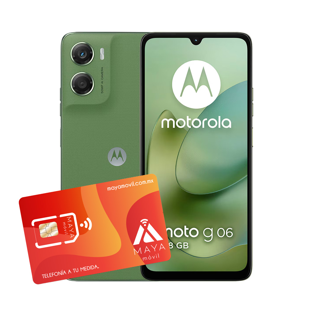 Moto G06 4GB, 128GB - Verde + SIM Maya Móvil prepago 2GB por 30 días.