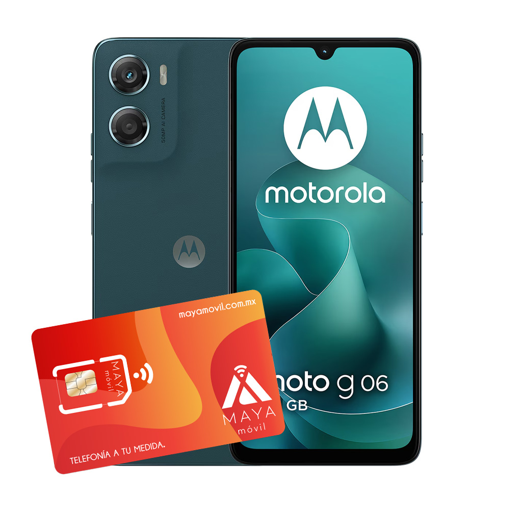 Plan anual Maya Móvil Standard 12GB + Equipo Moto G06 4GB, 128GB - Azul