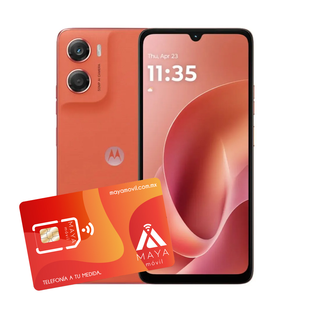 Plan anual Maya Móvil Standard 12GB + Equipo Moto G06 4GB, 128GB - Naranja