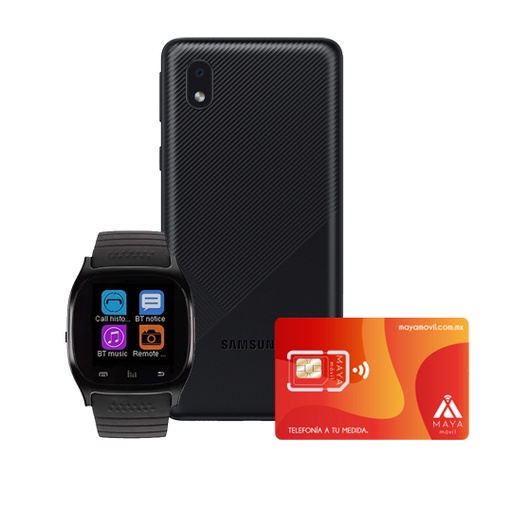[SM-A013MZBDT/ZTW01B/99/BDL/NEW] Samsung A01 Core con servicio Maya Móvil Pro 3 Meses y SmartWatch.
