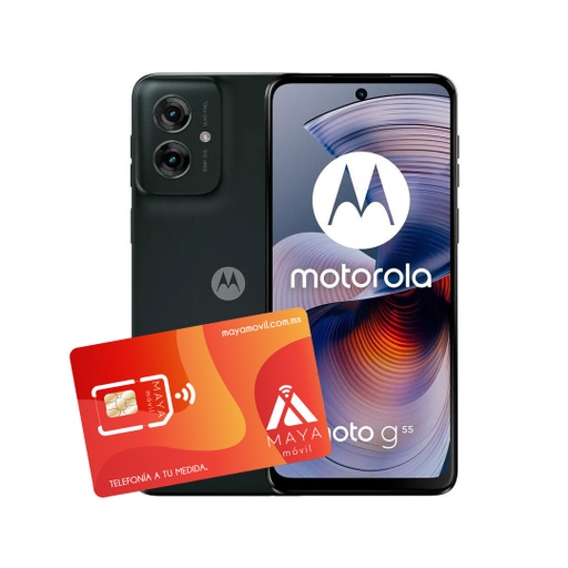 [PB5V0006MX/NEW] Motorola G55 8GB, 256GB - Negro + Servicio Maya Móvil Plus 3GB vigencia 30 días