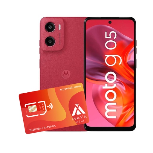 [MOTOXT2523-2RD-128/NEW] Moto G05 4GB, 128GB - Rojo+ Servicio Maya Móvil Plus 3GB vigencia 30 días