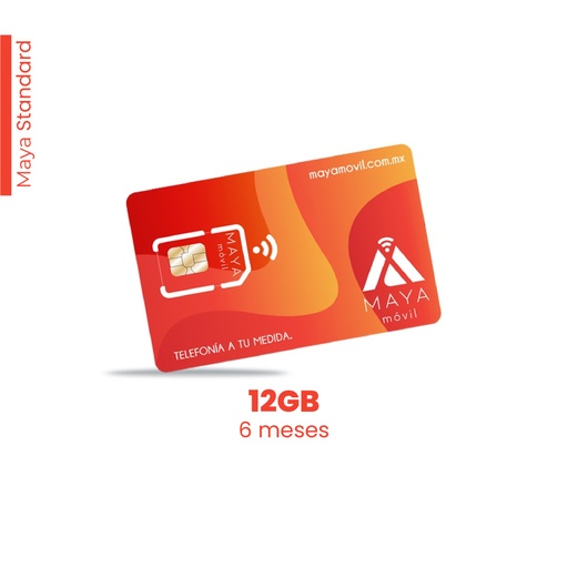 [SIMMBB/NEW] Maya Móvil Standard (12GB, Vigencia 6 Meses)