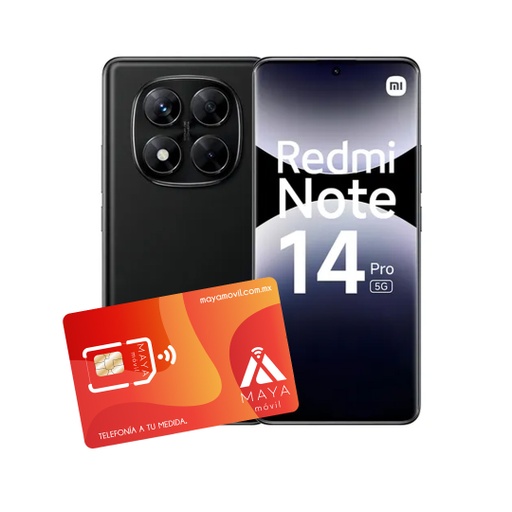 [24090RA29G-MB/NEW] Redmi Note 14 Pro 8GB Ram 256GB Negro + SIM Maya Móvil prepago 2GB por 30 días.